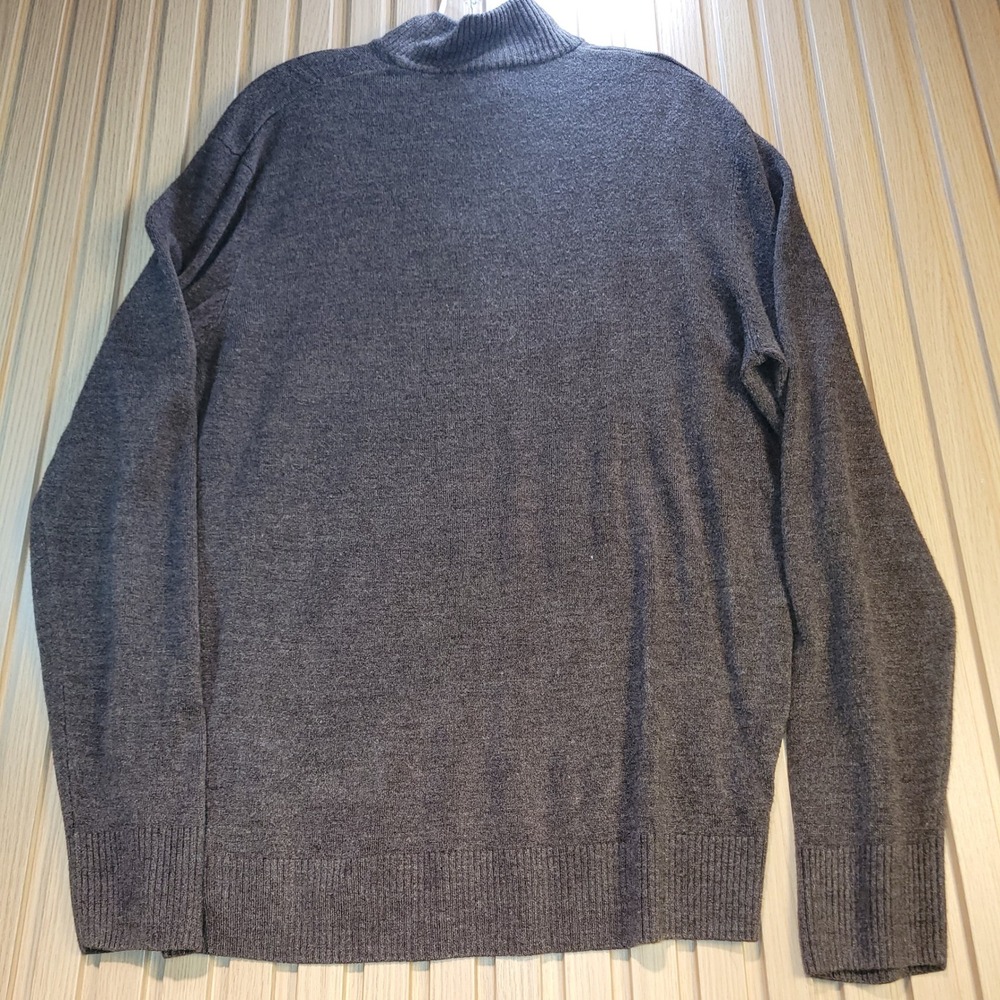 Geoffrey Beene Mens XL Brown Quarter Zip Sweater Acrylic G3G6057S Chocolate HT - Picture 4 of 10
